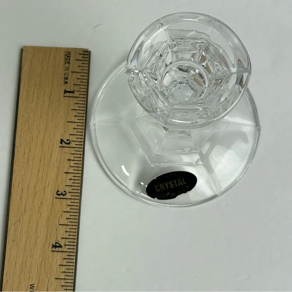 Vintage Libbey Lead Crystal Candle Holder 4-1/4 inches Tall Clear Glass Lead